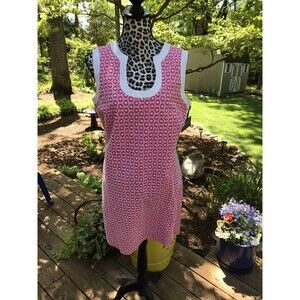 Shift Dress Merona Collection Solid Pink Embroidered Shimmer Trim Size 14 NWT
